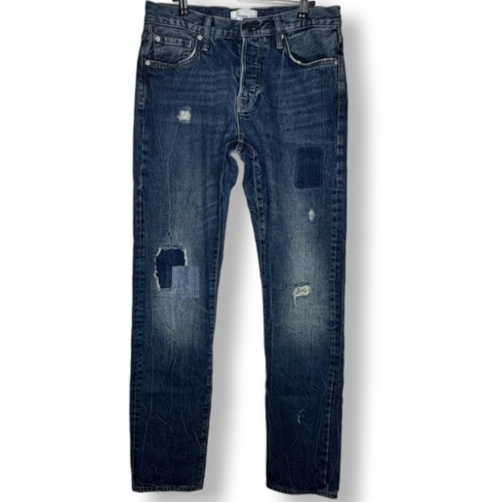 OVADIA NEW YORK STRAIGHT TAPER 003 DISTRESSES JEANS SIZE 32